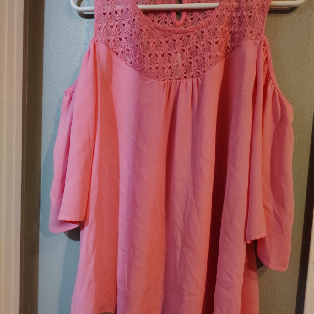 NY Collection Pink Lace Blouse